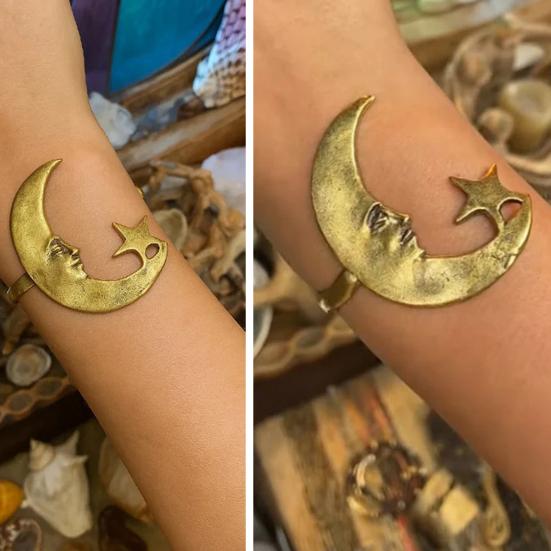 1/2 stk Gullfarget Stjerne Måne Armmansjett Armbånd Åpning Justerbar Armring