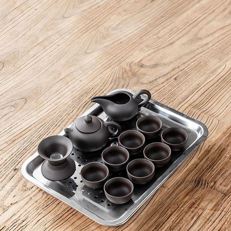 Original Purple Clay Small Tea Set: Ceramic Teapot, Lid Bowl, and Tea Cups for Office or Home Gongfu Brewing.