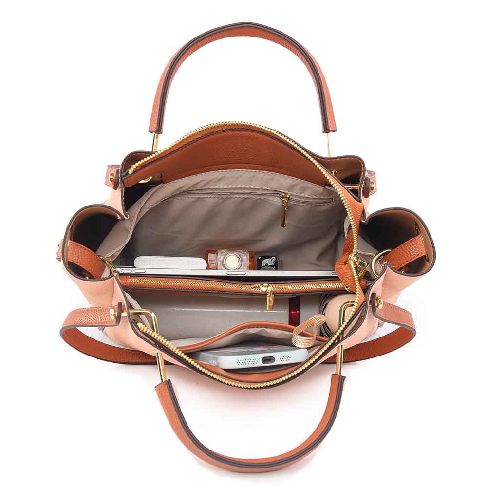 European and American Popular Large Capacity Tote Bag Spring New Fashion Pink Grid Women's Bucket Bag High Grade Texture PU Leather Ladies Handbags
