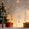 Transparent Acrylic Snowflake Ornament Set with Crystal Bead Strings for Christmas Tree Decoration