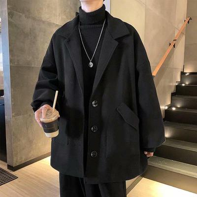 Men's Trendy Mid-Length Woolen Coat - Hong Kong Style, Autumn/Winter, Korean Version, Casual Fit, Handsome Look.