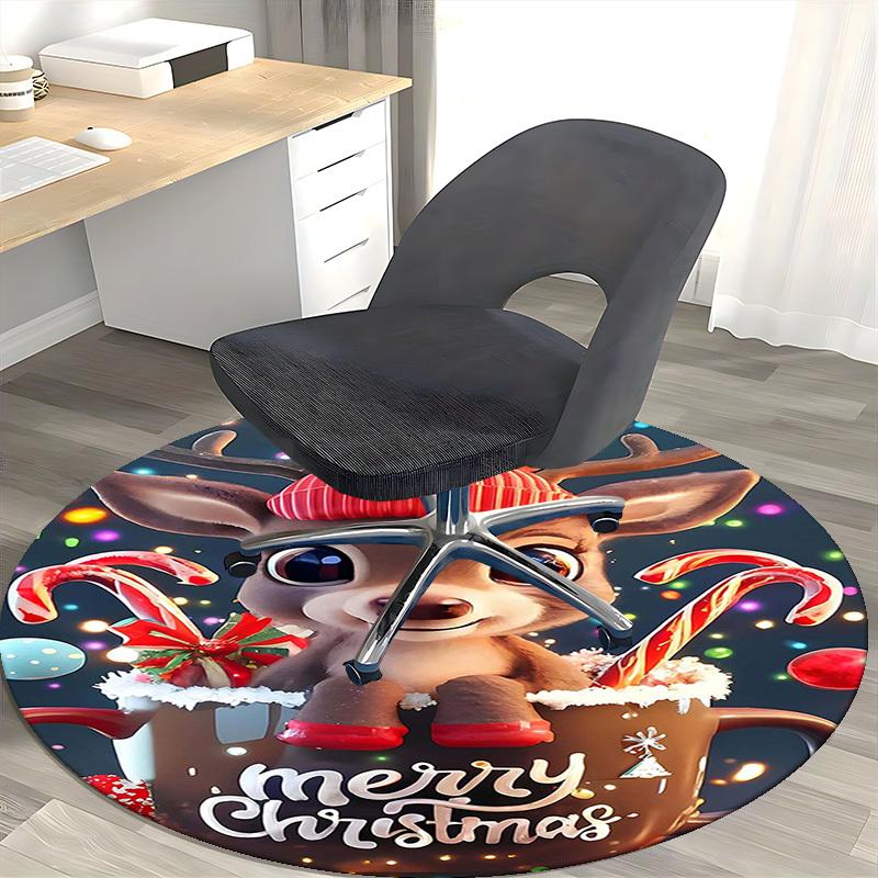 1pc Christmas Deer Chair Mat - Anime Cartoon Design, Non-Slip Carpet for Office Chairs, Home Decor, Living Room, Bedroom, Game Room & Dormitory.Z015