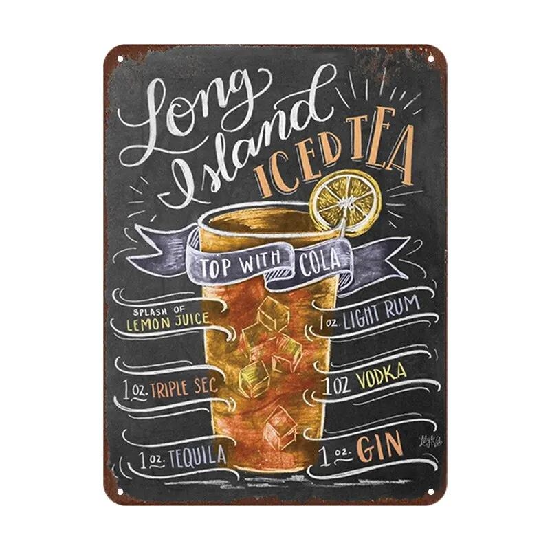 Mai Tai Cocktail Plaque  Vintage Metal Signs for Bar Pub Club  Whiskey Pimms Cup Retro Tin Poster  Wall Decor for Home Kitche