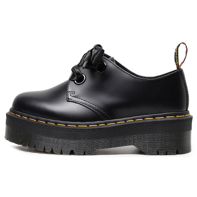 

Thick-soled hole ose roger ladies olly leather martin shoes women s low-top muffin bottom short boots women 44 чорний