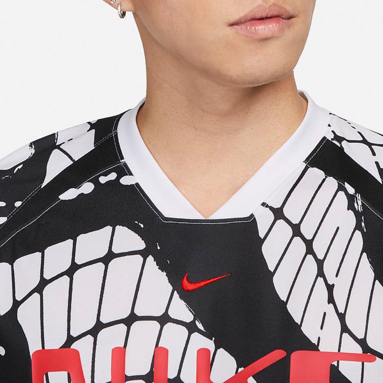 Nike Dri-Fit Allover-Print Schnelltrocknendes Kurzarm-Fußballtrikot Herren Tops Weiß FB6408-100