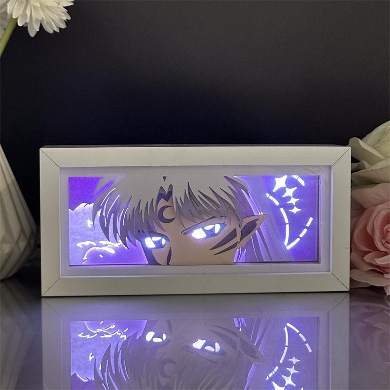 Inuyasha LED Light Box Anime Peripherals Bedroom Decor Night Lamp Multiple Colors Luminous Toys Collectible Desk Model Gifts