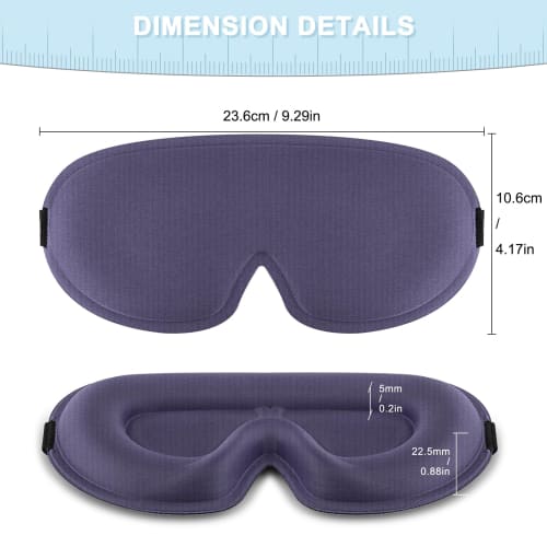 Breathable 3D Eye Mask for Sleeping, 99% Light Blocking, Adjustable Size, Washable, Portable, Unisex, for Air Travel (Blue Ash)