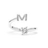 Ring - LUXENTER - Alphabet M - Rhodium-plated - Adjustable Size - Silver-colored
