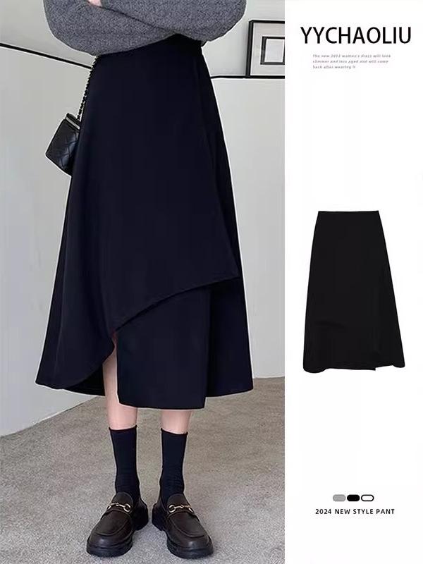 

Женская черная миди-юбка А-силуэта с высокой талией - Весенняя коллекция 2025 S чёрный