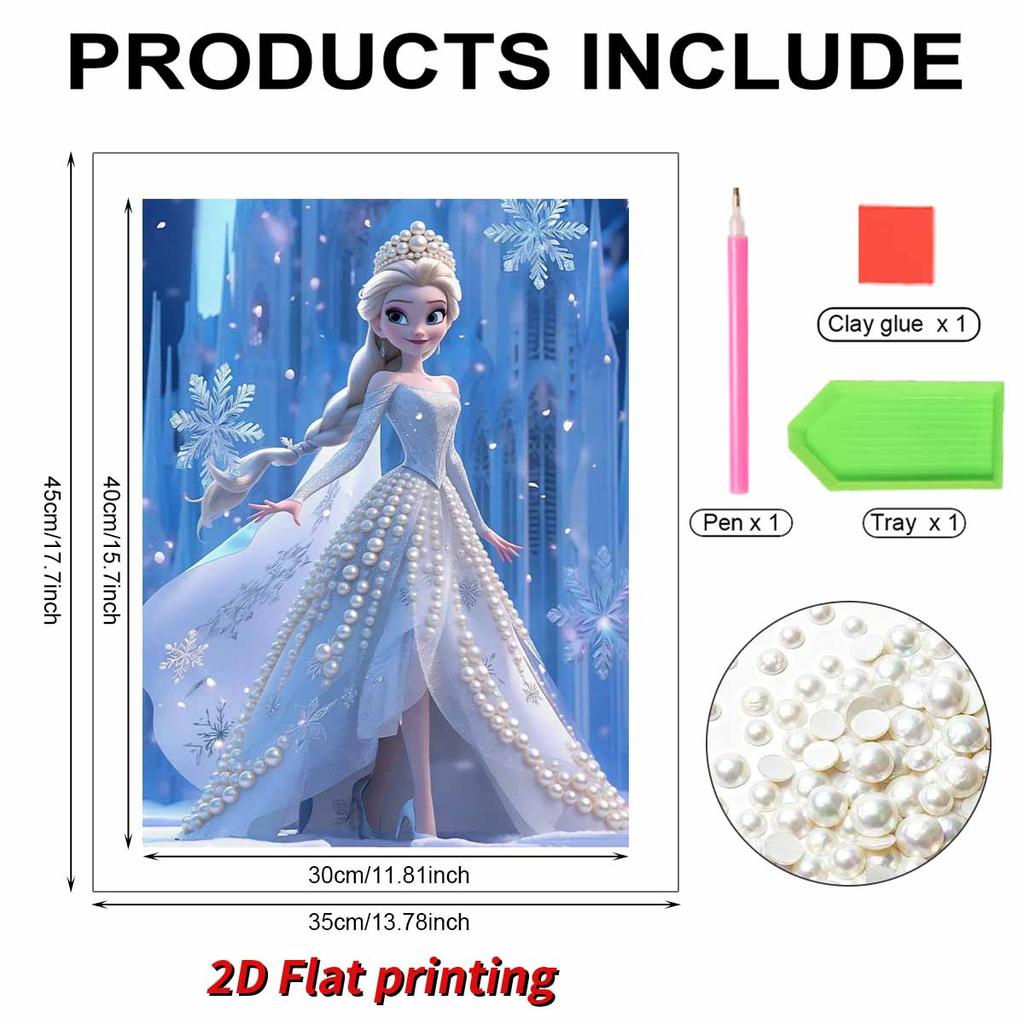 Disney Snow Princess DIY Artificial Pearl Diamond Art Set  A Diamond Dot Painting for Home Decoration Gift