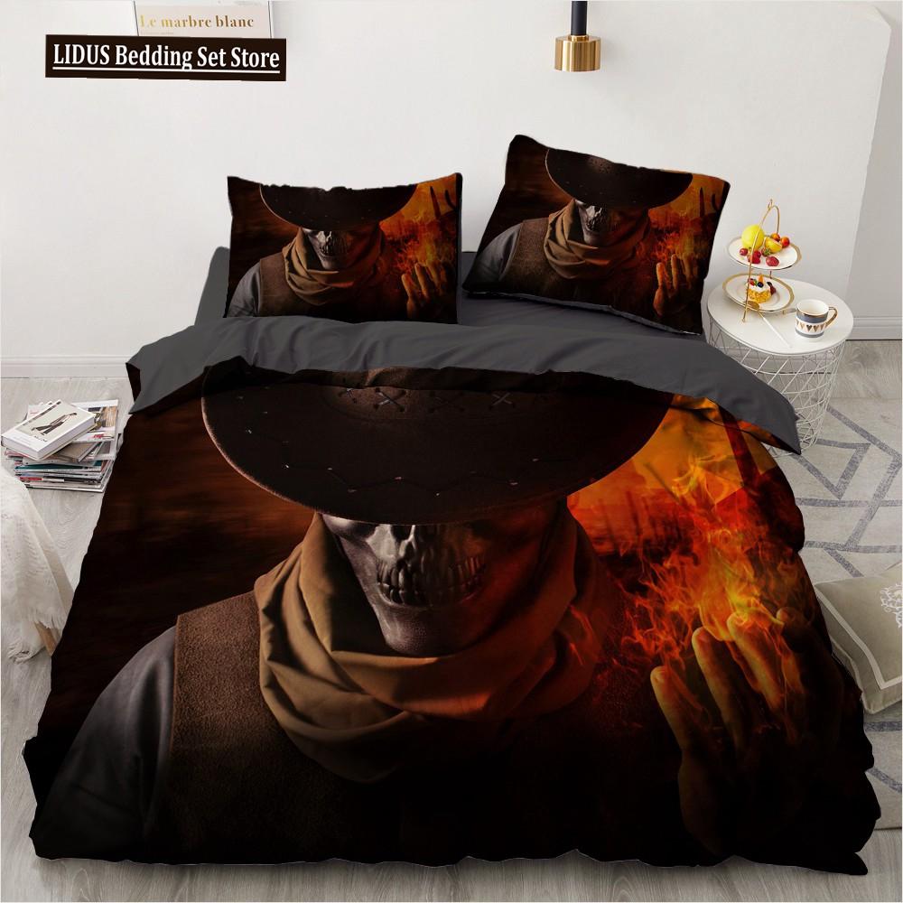 3D Horror Skull Demon Duvet Cover Set Skeleton Gothic Monster Bedding Set Black Comforter Cover For Boys,full Queen Size 2/3pcs