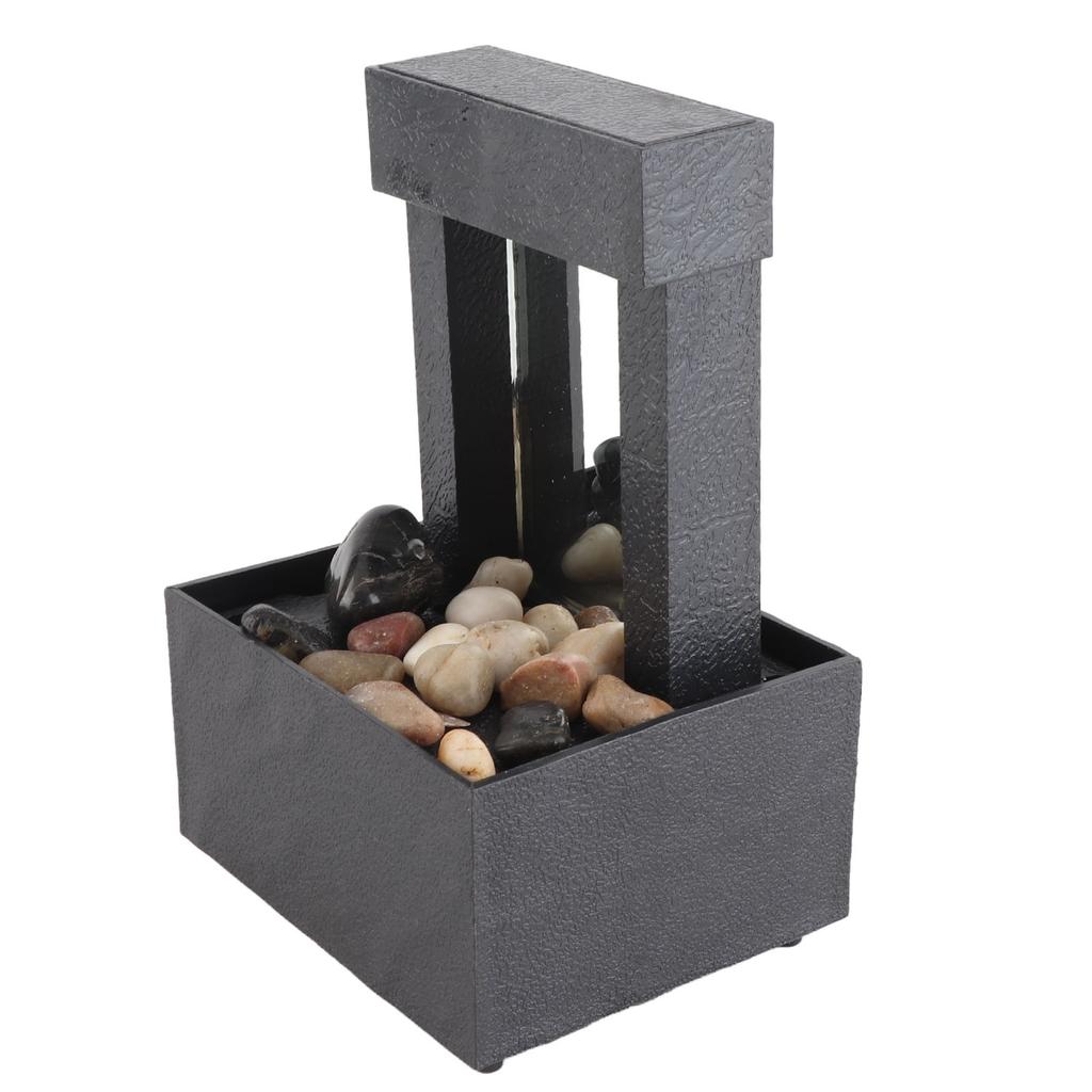 Mirrored Indoor Tabletop Water Fountain with Stone LED Light 2 Hours Auto Power Off for Home Office