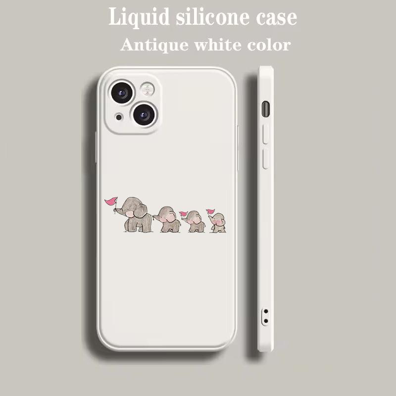 Luxus Farb-Handyhülle Für iPhone 15 14 13 12 mini 11 Pro Max XS X XR SE 7 8 Plus Silikon Beige Hülle Pärchen-Stil Cartoon