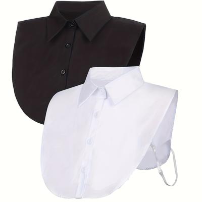 1pc Elegant Half-Shirt Collar,Women'S Sleeveless Detachable Faux Collar Pieces,Polyester Layered Shirt Inserts, Machine Washable
