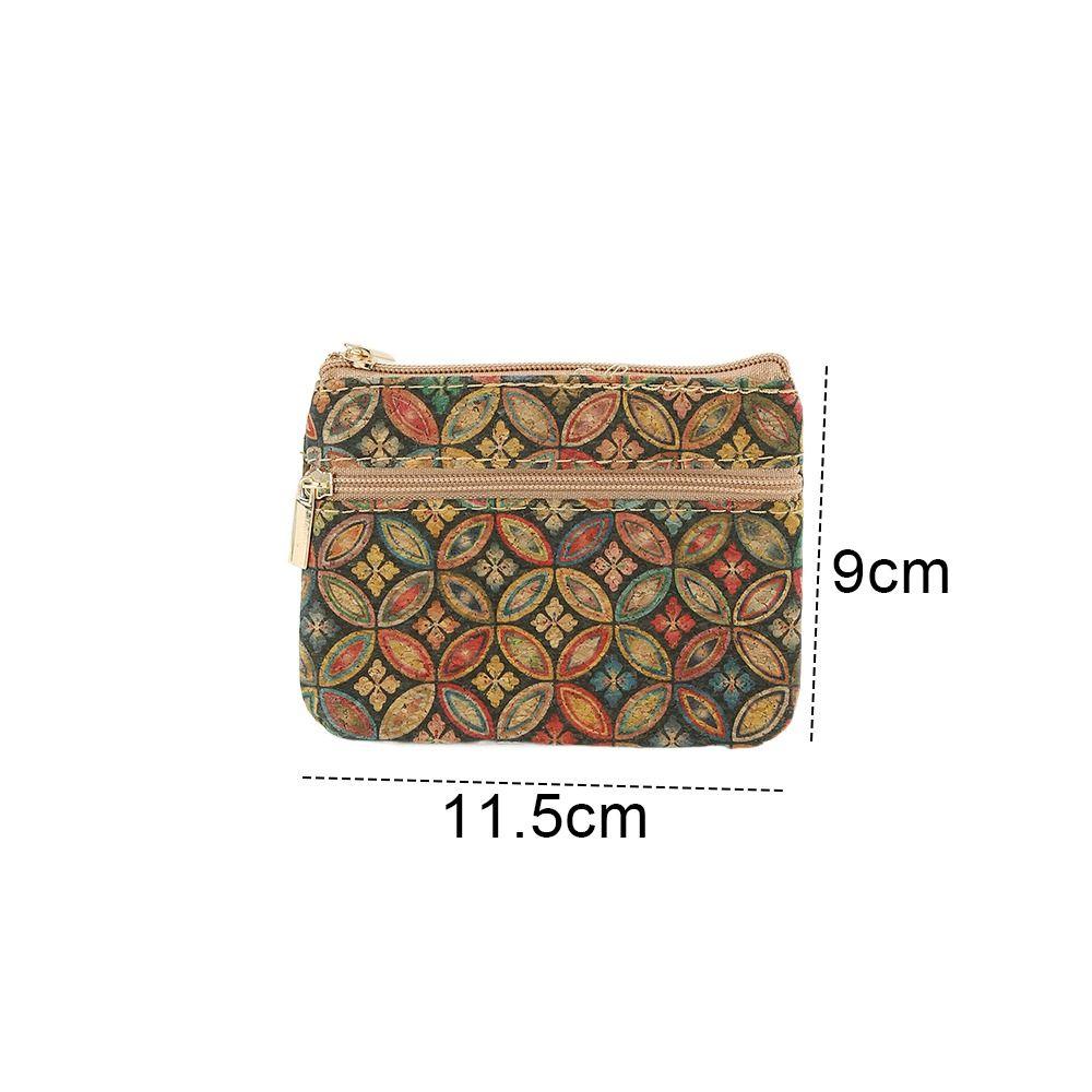 Fashion Cork Coin Purse Ethnic Style Double Layer Zipper Money Bag Luxury Retro Clutch Pocket Wallets