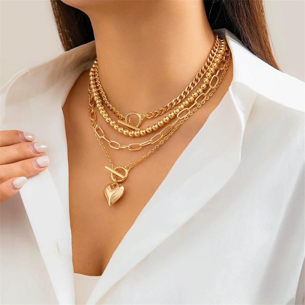 Chain Stacking Wear Peach Heart  Pendant Necklace Personalized Premium  Necklace