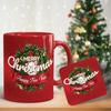 Merry Christmas Red Printed Ceramic Coffee Mug Cup with Coaster Gift for Christmas Best Gift 325 Ml