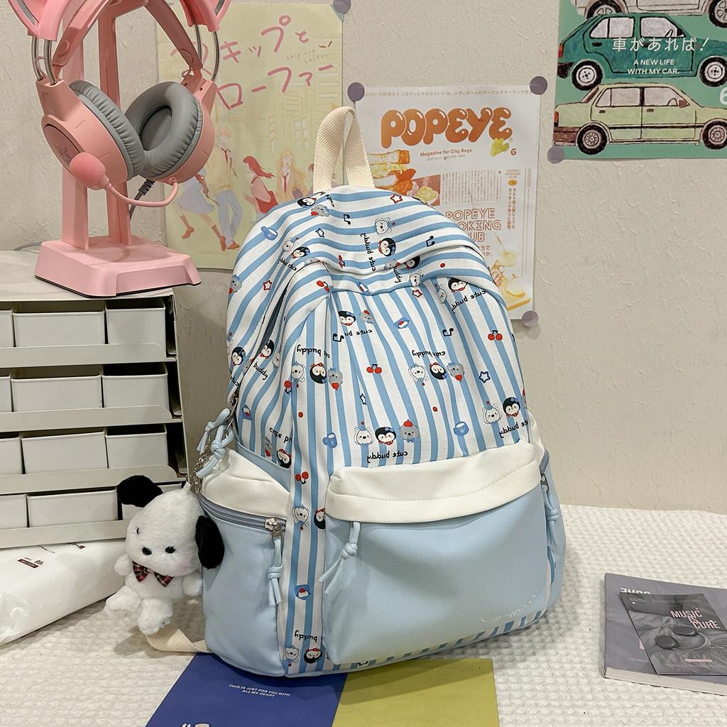 Schoolbag Korean Version of High-value Backpack for Women's Simple and Versatile Large-capacity Mori Sweet Junior High School Students Lightweight 