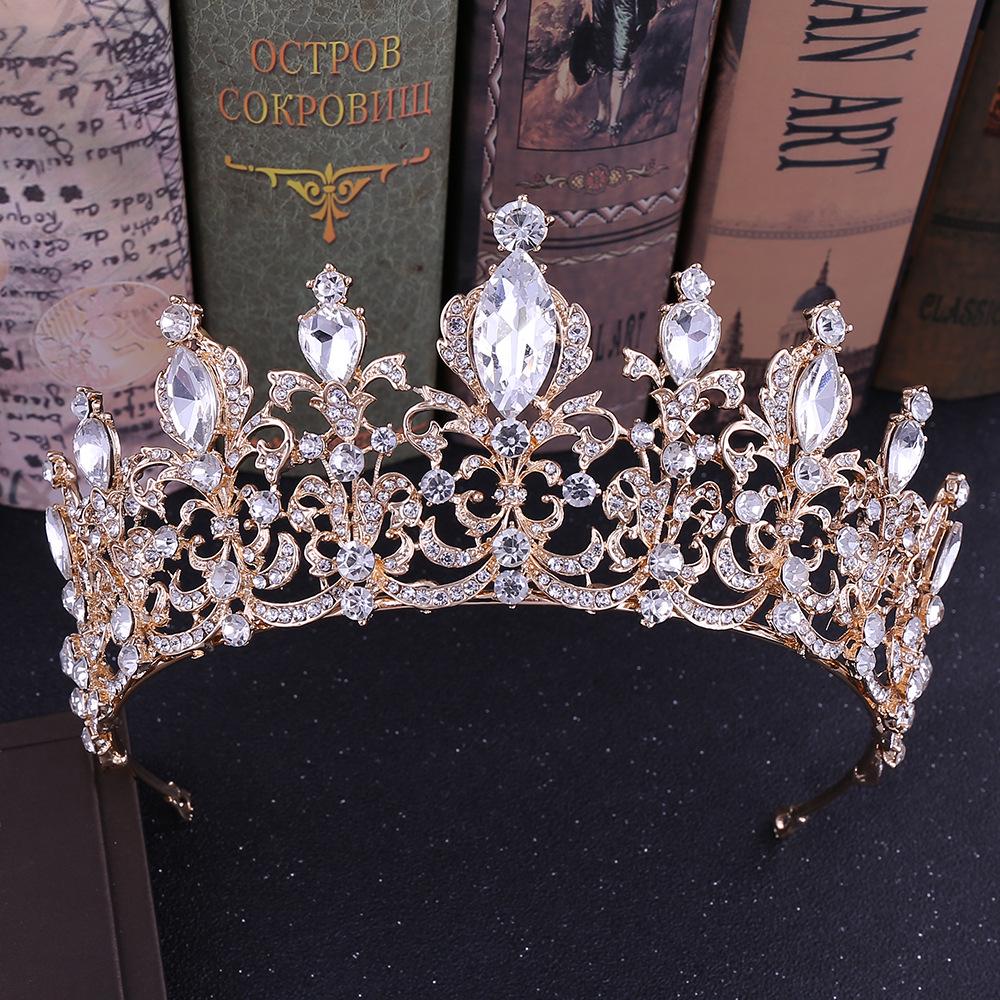 Red Black Crystal Wedding Tiara Bridal Crown For Wedding Bride Gold Rhinestone Crowns Headband Jewelry Hair Accessories