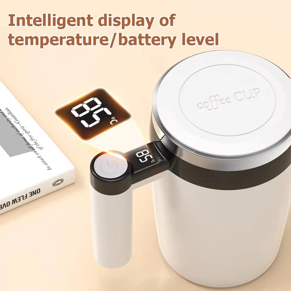 Coffee Mixing Cup LED Display Magnetic Mug Home USB Rechargeable Automatic Stirring Cup Electric Self Mixing Coffee Mug For Milk
