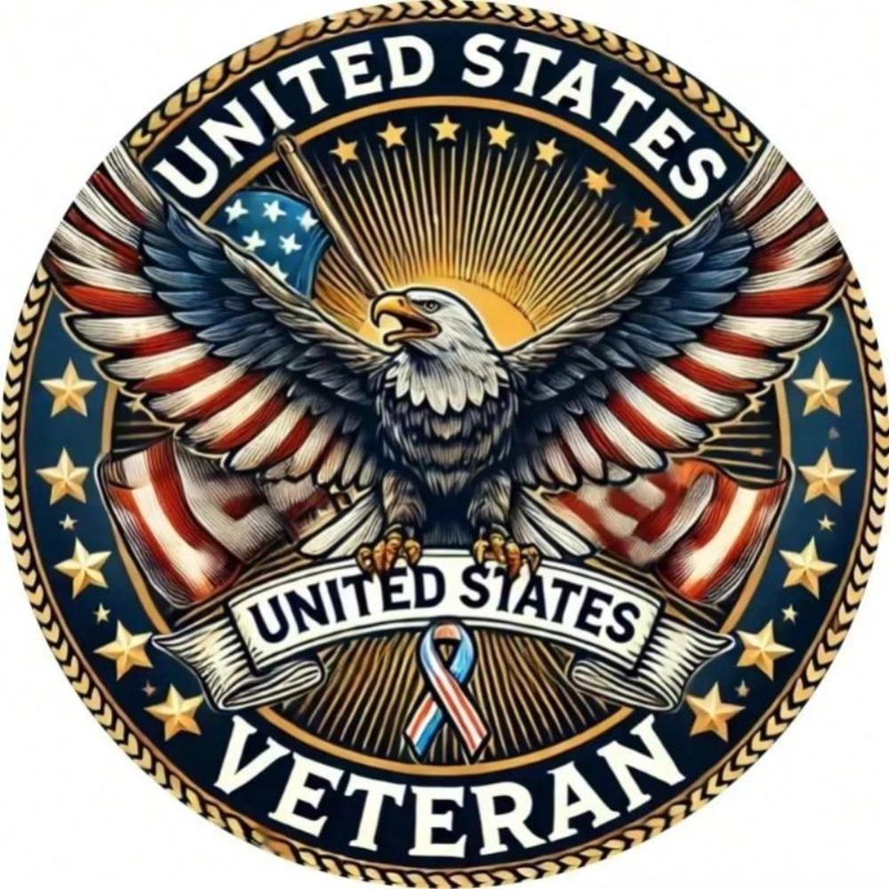 Metallblechschild US-Veteran Patriotischer Adler Wandkunst Gedenkdekoration