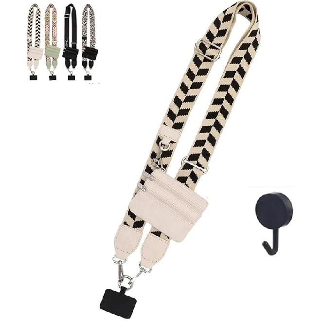 Clip and Go Strap for Phone with Wallet Crossbody,Phone Strap with Zipper Pouch and Adjustable Chain белый
