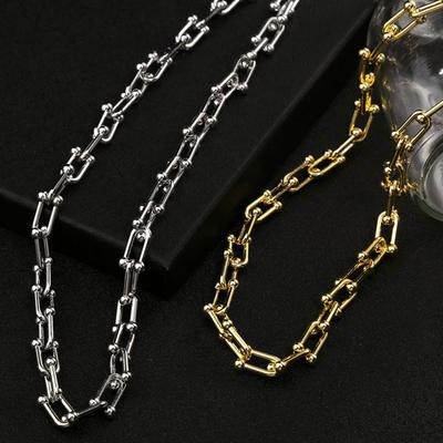 U-förmige Hufeisenkette aus Titanstahl, Halskette für Herren, modische Schlüsselbeinkette, Damenschmuck aus Edelstahl