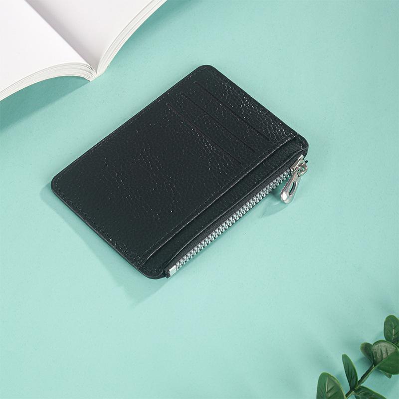 Mini Credit Card Wallet Id Card Holder Men'S Small Wallet Thin Sleeve Zipper Short Coin Wallet