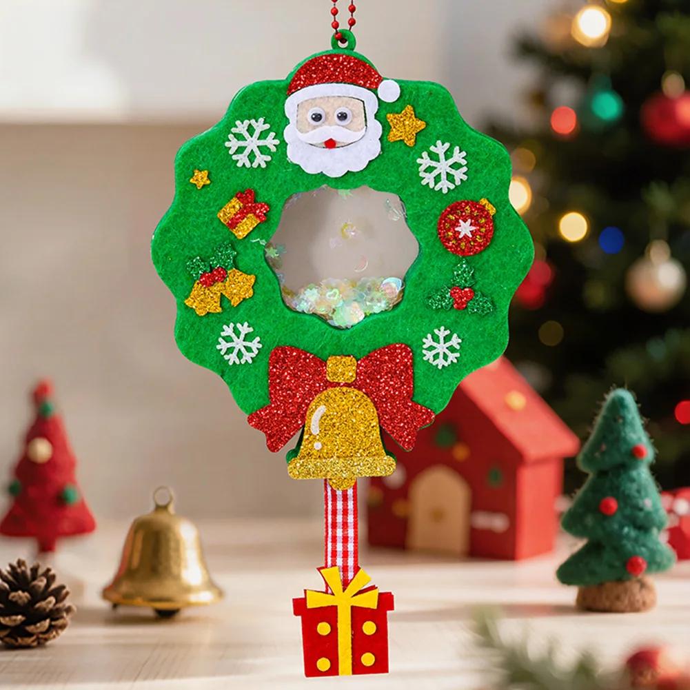 DIY Felt Shaking Joy Keychain Christmas Handmade Decorative Hanging Ornament Santa Claus Snowman Door Hanging Supplies