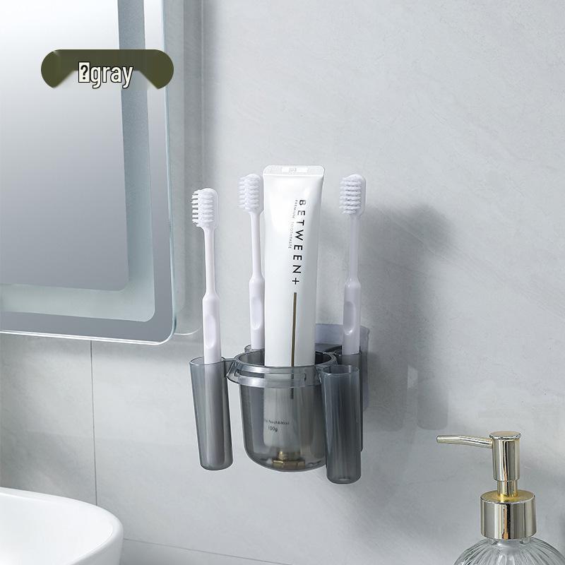 

Настенный органайзер для зубных щеток и зубной пасты без сверления с дренажем для ванной комнаты. серый