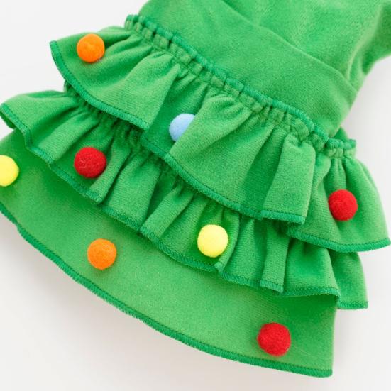 Christmas Pet Outfit Red/Green Pet Cloak with Star And Pom Poms Puppy