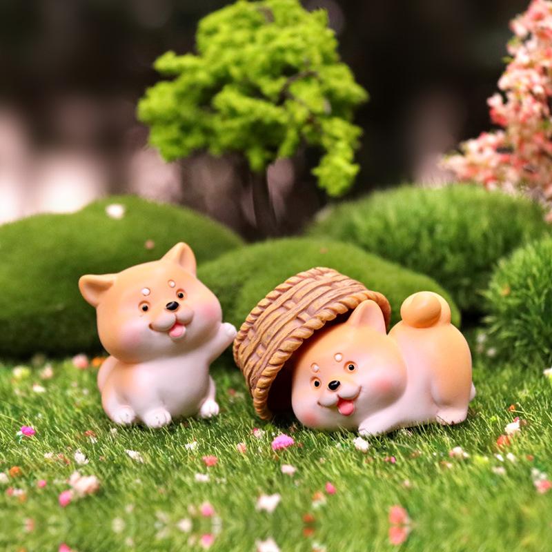 Akita Dog Handmade Model Doll Resin Crafts Micro Landscape Ornaments Shiba Inu Puppy Doll Cute Jewelry Desktop Garden Ornaments