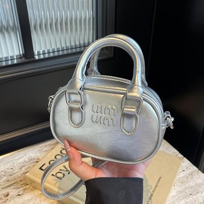 2025 New Oily Mini Handbag Bag Niche Lipstick Bag Crossbody Parent-child Small Bowling Bag Women's Bag