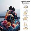 1pc Skull Surrounded by Roses Butterflies and Celestial Moons Super Soft Flannel Blanket  Great for Bed, Sofa, Chair, Camping