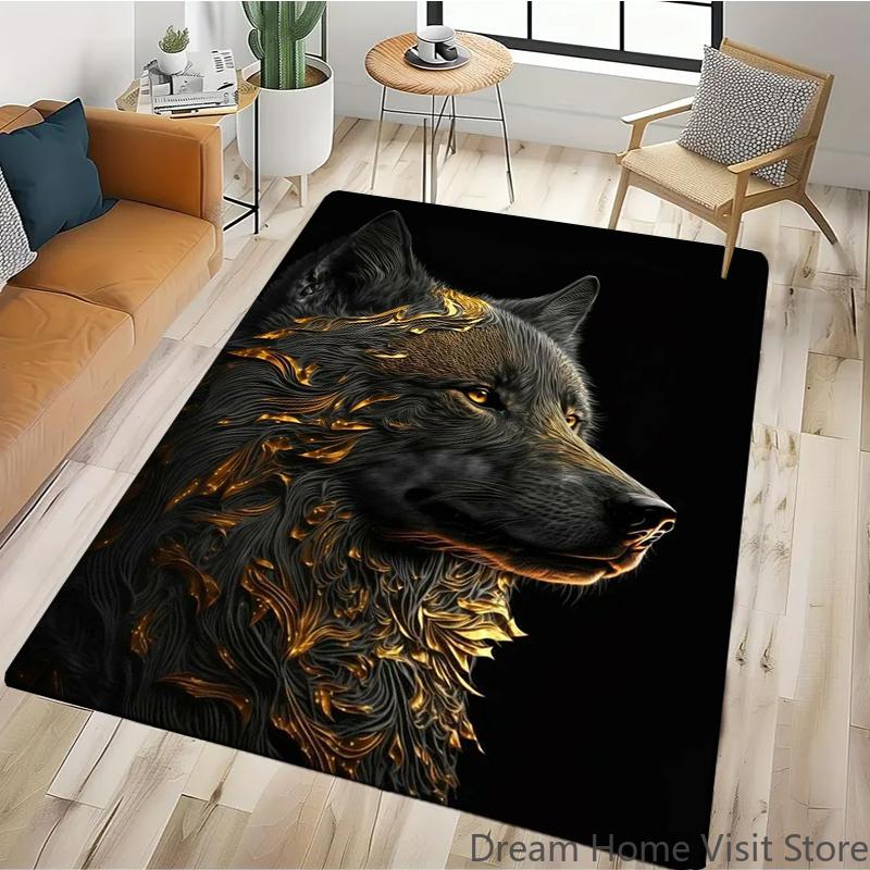 Black Gold Eagle Lion Carpet For Living Room Sofa Floor Cushions Modern Home Rug For Children's Bedroom Play Carpet Camping Mat
