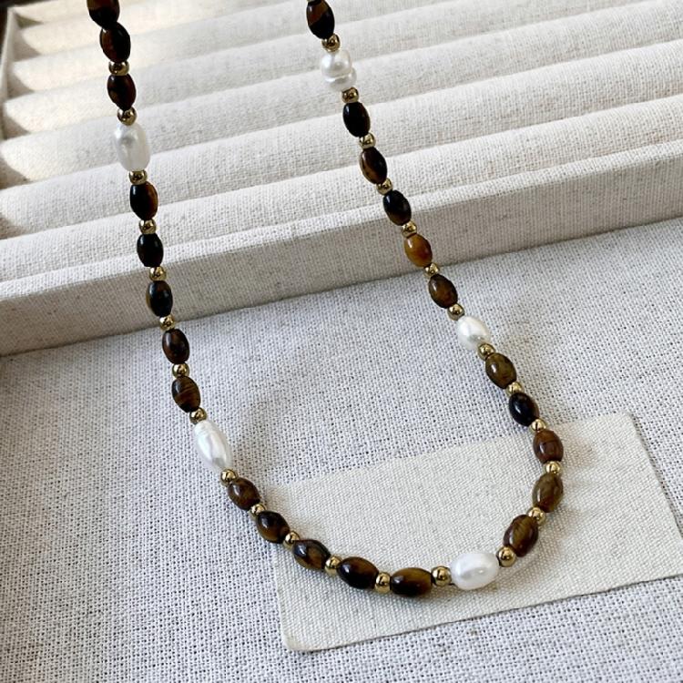 Handmade Pearls Bead Sweater Necklace Artistic Crafted Pearls Bead Sweater Necklace Retro Unisex Neck Jewelry Accessory