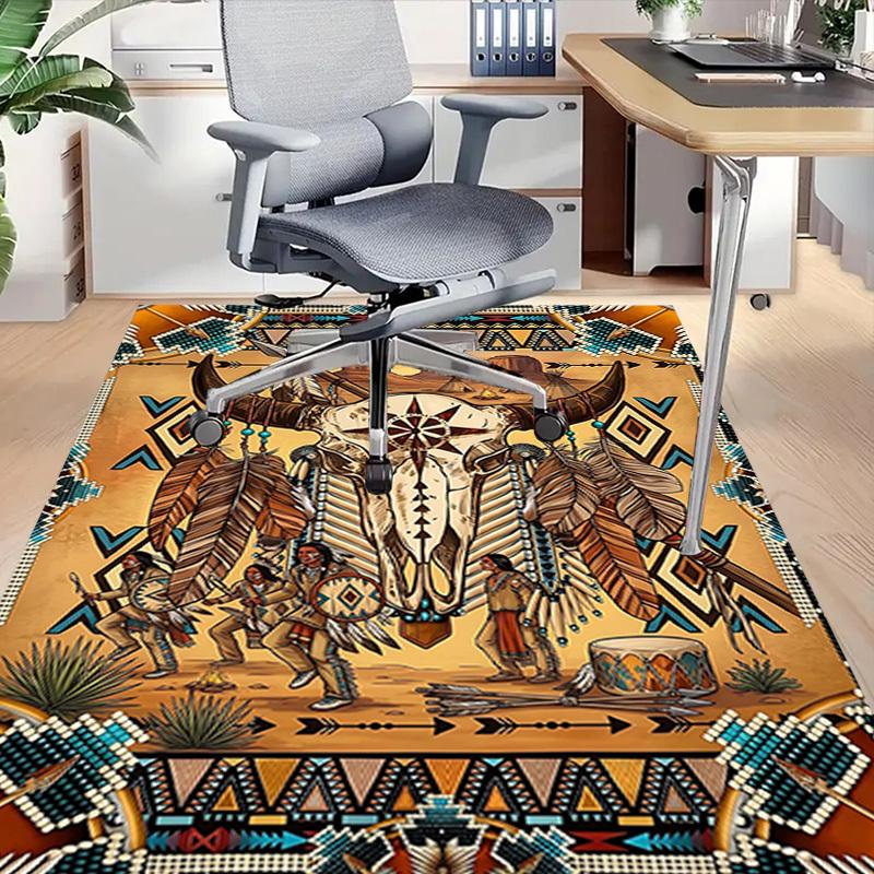 1PC Native American, Buffalo Skull Non-Slip Floor carpet, Office, family, bedroom, Studio - Large Area Rug,Decorative Mat, Longlasting Material-C0479