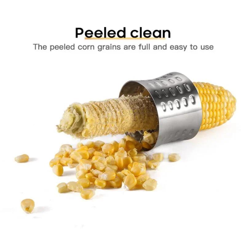 Stainless Steel Corn Husker Rotary Corn Peeler Kitchen Gadget Creative Tools for Easy Corn Preparation