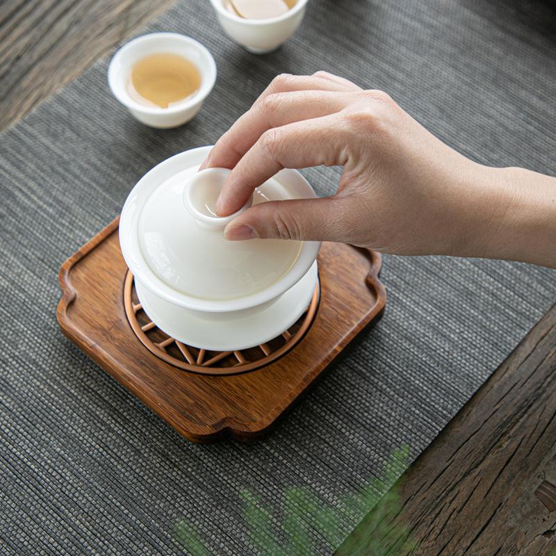 Teapot Cushion Natural Bamboo Cup Mat Tea Saucer Kungfu Tea Set Living Room Coffee Table Chinese Tea Room Ceremony Tools
