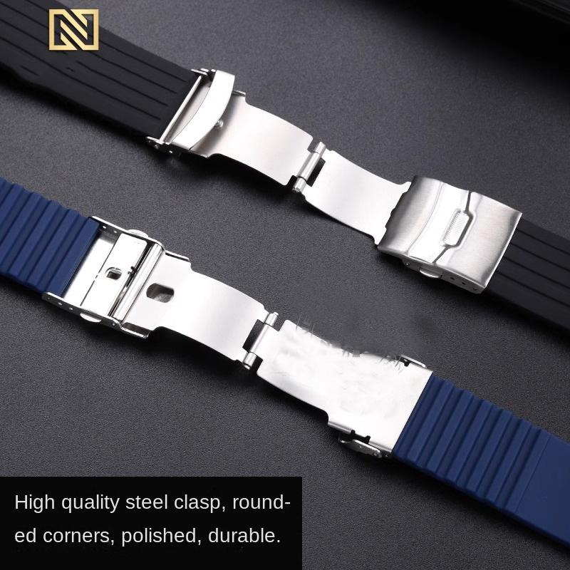 New Silicone Rubber Watchband For Oris Aquis 7330 7740 Series Watch Band 22x11mm 24x12mm Convex Strap Wristband Black Blue