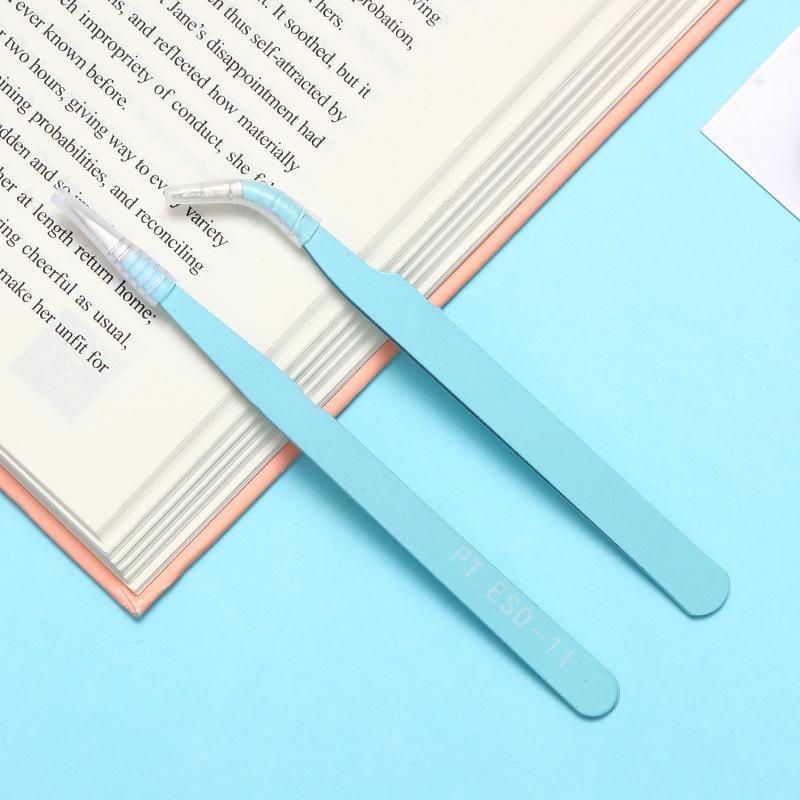 

1 Набор Прямых Изогнутых Пинцетов из Нержавеющей Стали для Инструмента для Подбора Наклеек для Нейл-арта, Инструмент для Макияжа, Пинцет для Ресниц для DIY синий