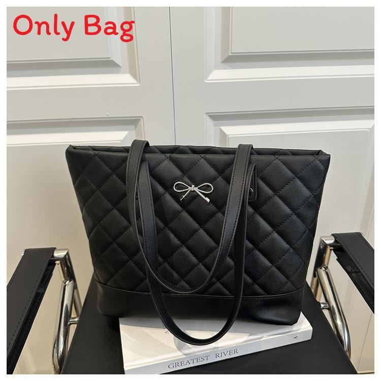 Pu Quilted Tote Bag With Zipper Closure For Casual Streetwear Style