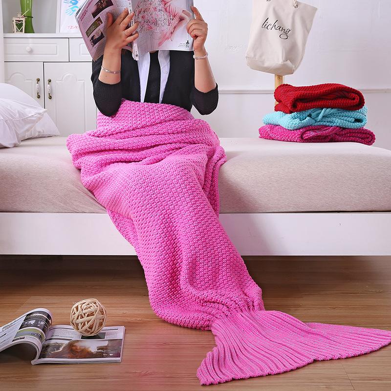 New Mermaid Blanket Plush Office Sofa Blanket Thick Knitted Air Conditioning Blanket Mattress Photography Travel Portable Sleeping Bag