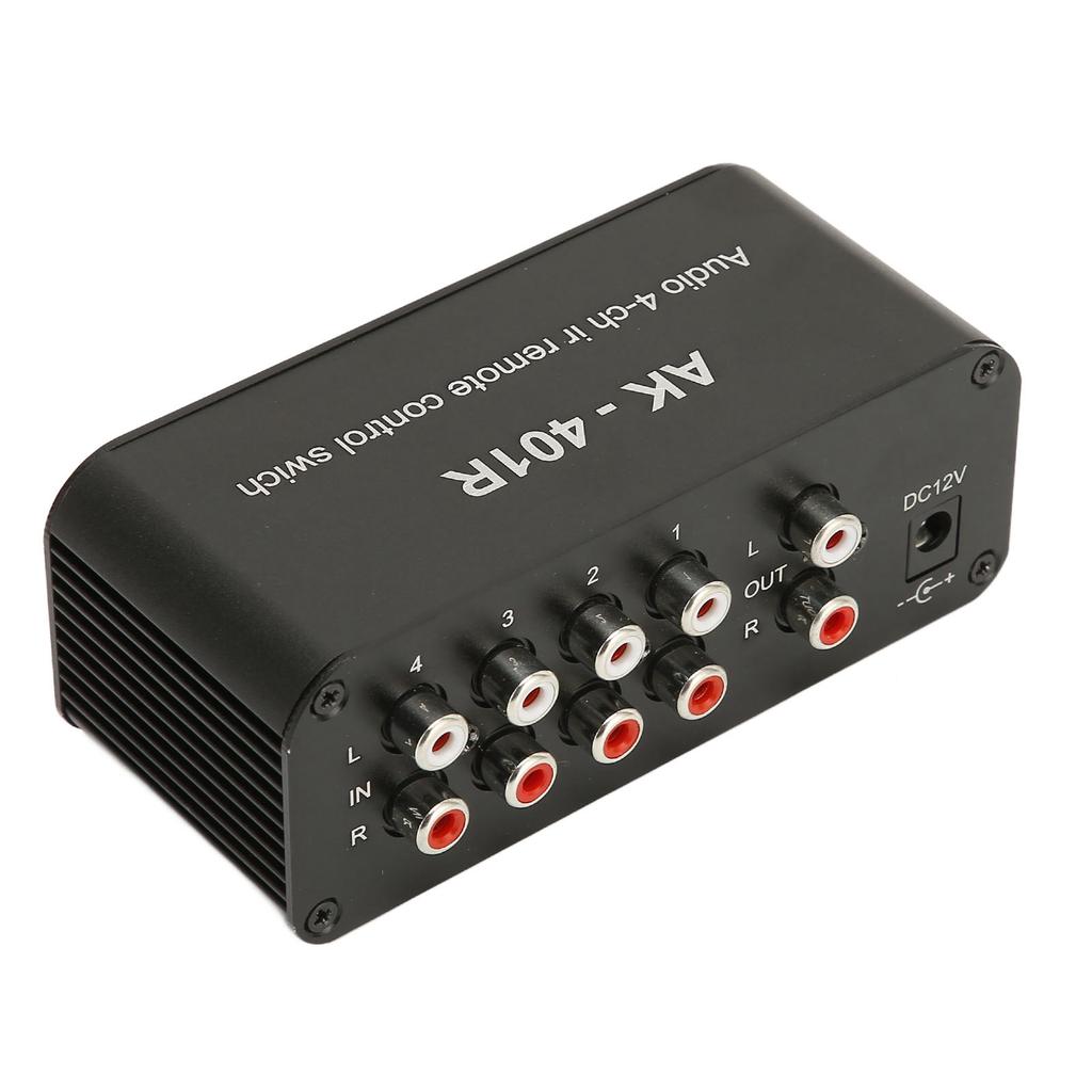 4 Way RCA Switcher Multifunctional 4 in 1 Out RCA Stereo Switch Selector with IR Remote Control for