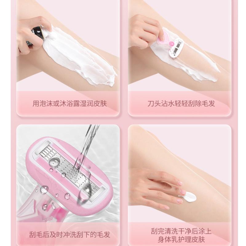 5PCS Women Safety Razor Blades 5-Layer Stainless Steel Blades for Face/ Leg/ Armpit/ Bikini Beauty Hair Removal Shaving Portable Lady Manual Shaver