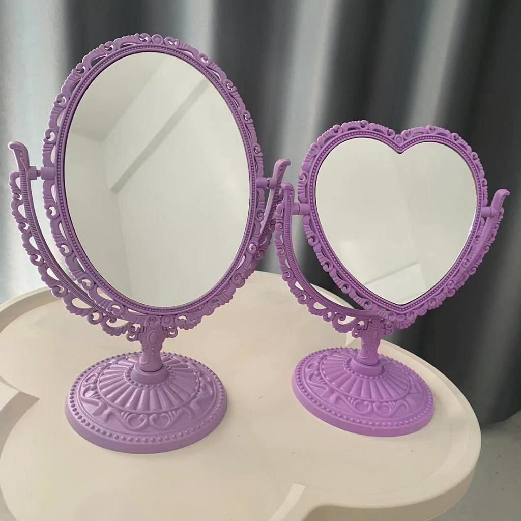 Specchio per Trucco Retro a Forma di Cuore Double-Sided Stile Coreano con Piccolo Design da Tavolo Europeo