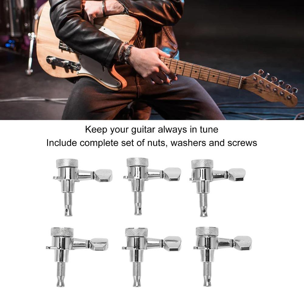6PCS Metal Tuning Pegs Silver Electric Guitar Parts Upgrade Guitar Parts  Electric Guitar