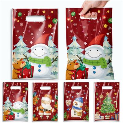 50pcs Red Christmas Gift Bags Cartoon Santa Claus Opp Xmas Tote Pearl Film Candy Packing Christmas Supply Christmas Supplies