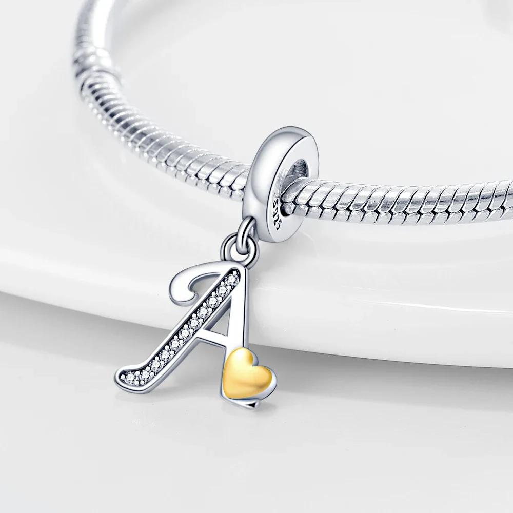 Charm Bead Charms Plata Originales Letter Collection Shining Bead Charms Ideal For Charm Bead Charms copper Bracelets Jewellery Making Womens Gift