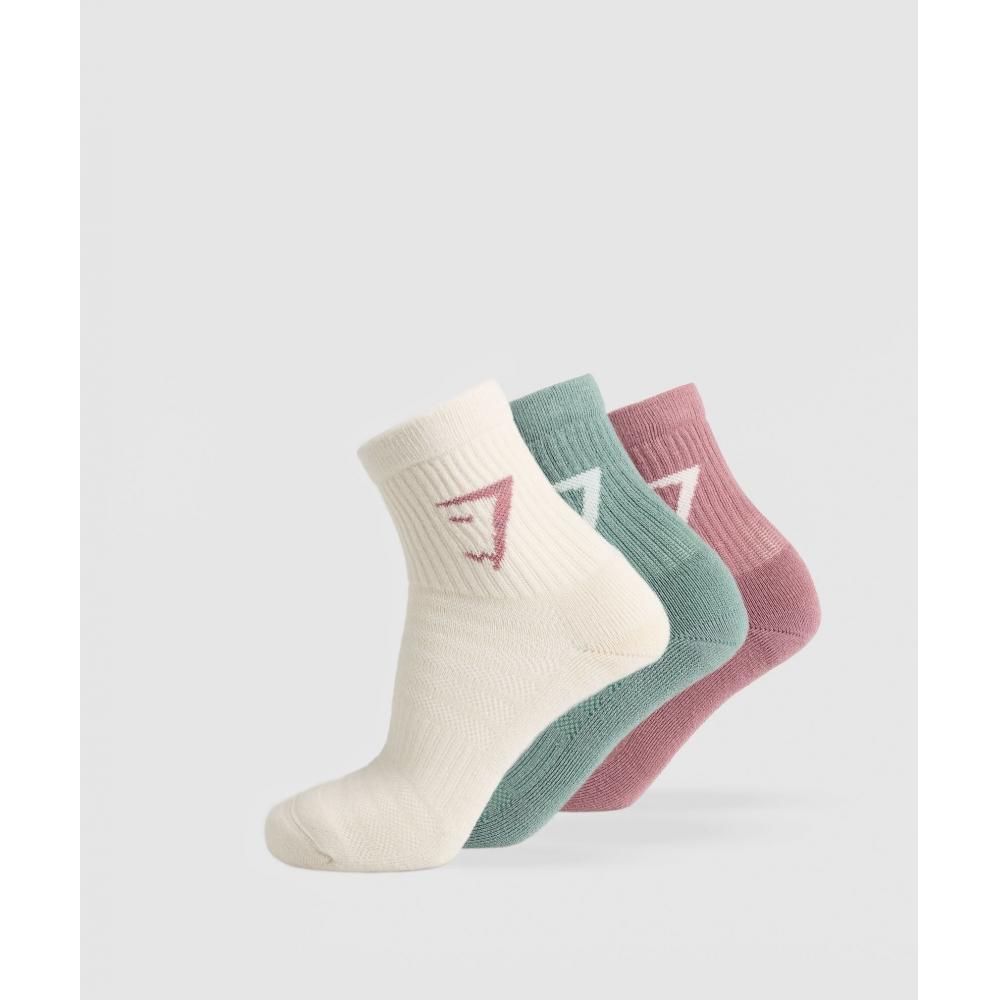 

Gymshark Midi 3pk Socks Calm Pink Celeste Blue Oat White I3a6z Kcrb M